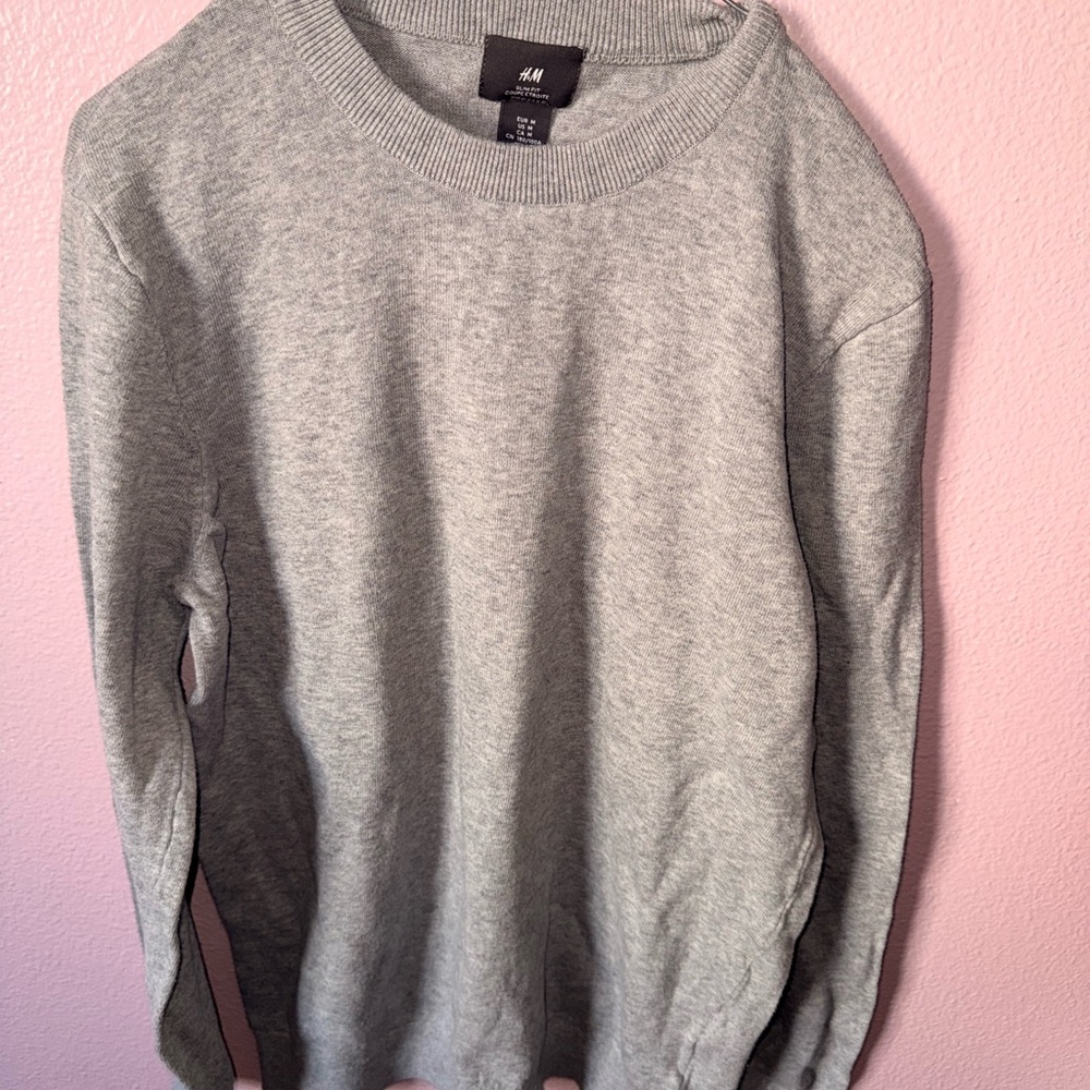 H&M Heather Gray Slim Fit Sweater